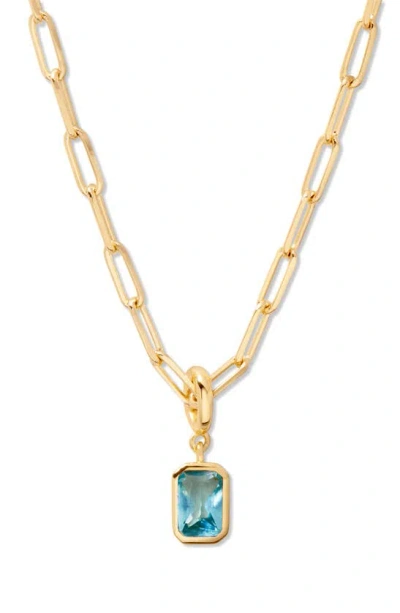 Brook & York Mackenzie Birthstone Paper Clip Chain Pendant Necklace In Gold