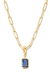 BROOK & YORK MACKENZIE BIRTHSTONE PAPER CLIP CHAIN PENDANT NECKLACE