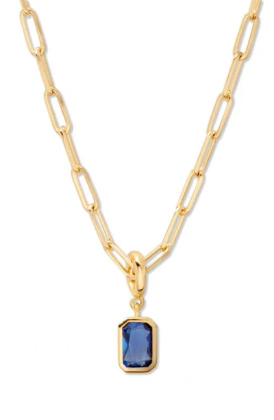 Brook & York Mackenzie Birthstone Paper Clip Chain Pendant Necklace In Gold