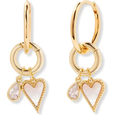 Brook & York Brook And York Maddie Heart Charm Hoops In Gold