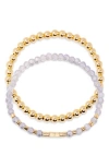 Brook & York Brook And York Makenna Set Of 2 Birthstone Beaded Stretch Bracelets In Gold