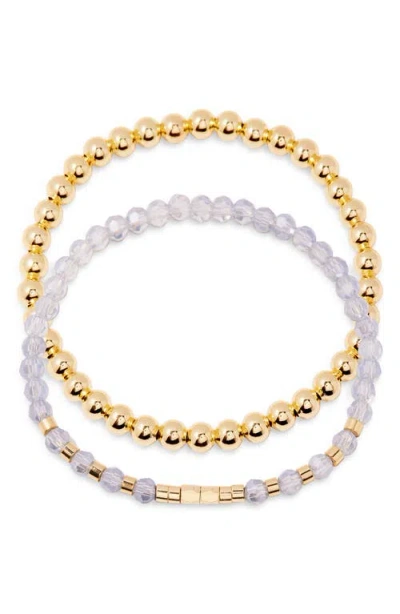 Brook & York Brook And York Makenna Set Of 2 Birthstone Beaded Stretch Bracelets In Gold
