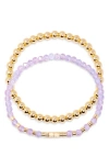 Brook & York Brook And York Makenna Set Of 2 Birthstone Beaded Stretch Bracelets In Gold