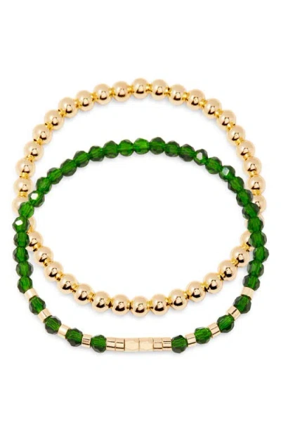 Brook & York Brook And York Makenna Set Of 2 Birthstone Beaded Stretch Bracelets In Gold