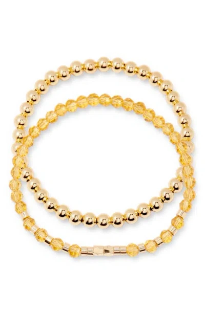 Brook & York Brook And York Makenna Set Of 2 Birthstone Beaded Stretch Bracelets In Gold
