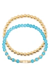Brook & York Brook And York Makenna Set Of 2 Birthstone Beaded Stretch Bracelets In Gold