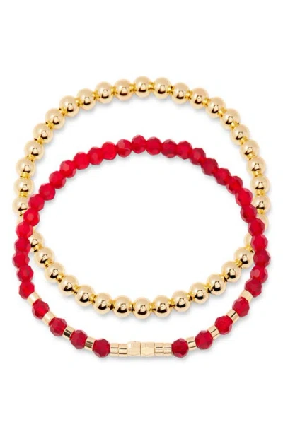 Brook & York Brook And York Makenna Set Of 2 Birthstone Beaded Stretch Bracelets In Gold
