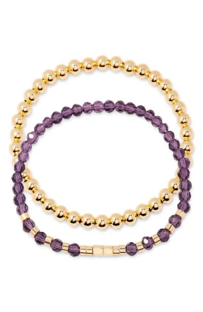 Brook & York Brook And York Makenna Set Of 2 Birthstone Beaded Stretch Bracelets In Gold