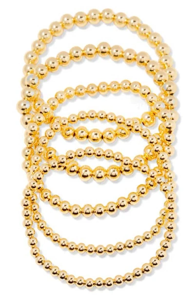 Brook & York Brook And York Makenna Set Of 5 Beaded Stretch Bracelets In Gold