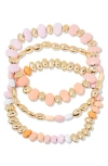 Brook & York Brook And York Monterey Set Of 3 Beaded Bracelets In Gold/ Pink