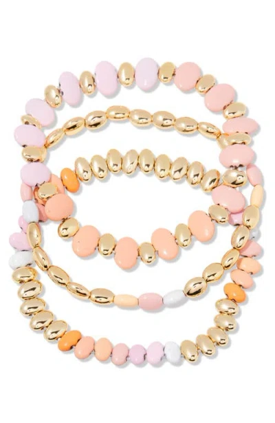 Brook & York Brook And York Monterey Set Of 3 Beaded Bracelets In Gold/ Pink