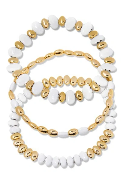 Brook & York Brook And York Monterey Set Of 3 Beaded Bracelets In Gold/ White