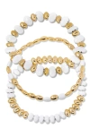Brook & York Brook And York Monterey Set Of 3 Beaded Bracelets In Gold/white