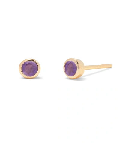Brook & York Natural Stones 14k Gold-plated Vermeil Sage Birthstone Earrings In Gold- Feb