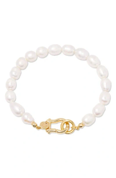 Brook & York Olive Imitation Baroque Pearl Bracelet In Gold/pearl
