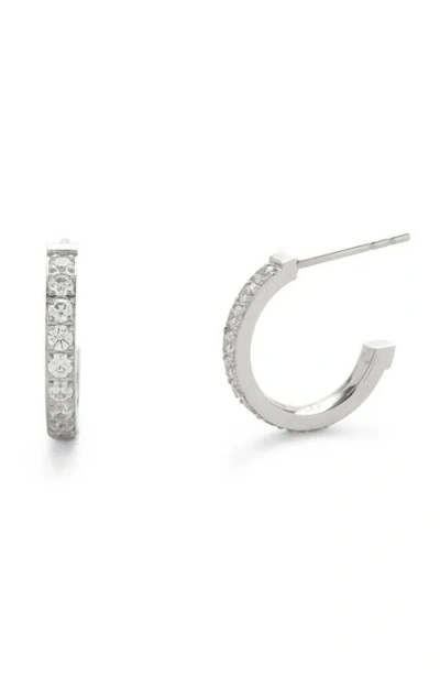 Brook & York Brook And York Polished Stainless Steel & Cubic Zirconia Hoop Earrings In Silver