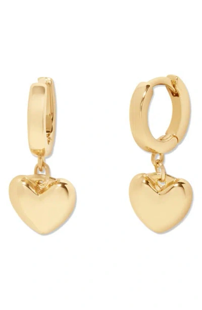 Brook & York Ruby Heart Drop Huggie Hoop Earrings In Gold