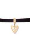 Brook & York Brook And York Samantha Heart Charm Choker Necklace In Black