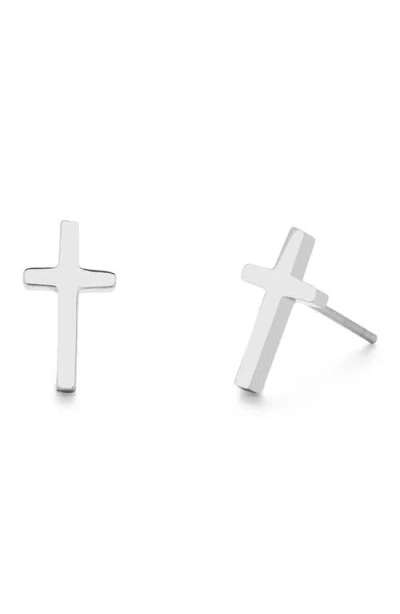 Brook & York Stainless Steel Cross Earrings In Metallic
