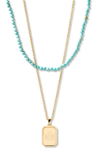 Brook & York Brook And York Willow Turquoise Layering Set Of 2 Necklaces In Gold