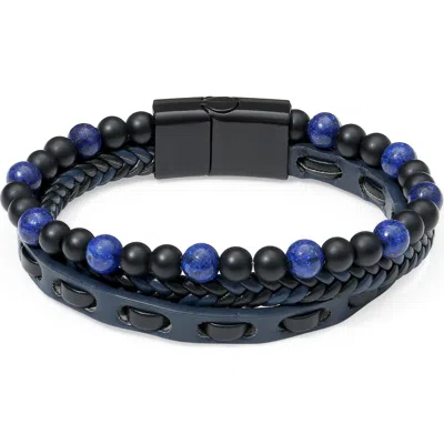 Brook & York Woven Leather And Beaded Multistrand Bracelet In Blue