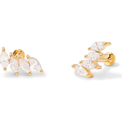 Brook & York Brook And York Zola Marquise Cubic Zirconia Flatback Stud Earrings In Gold