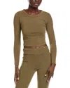 Brook + Lynn Brushed Cropped T-shirt In Green