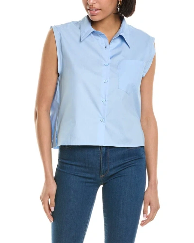 Brook + Lynn Bubble Hem Shirt In Blue