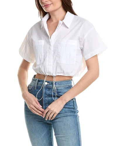 Brook + Lynn Cropped Utility Shirt In White
