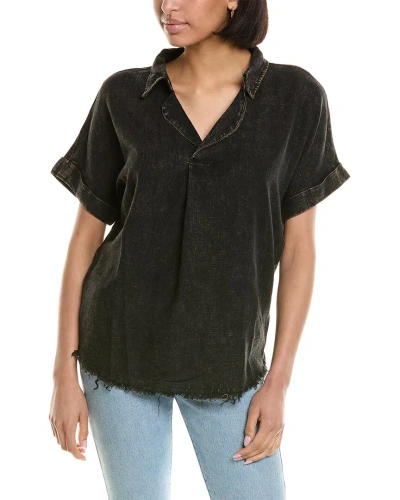 Brook + Lynn Linen-blend Shirt In Black