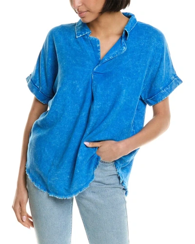 Brook + Lynn Linen-blend Shirt In Blue
