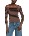 Brook + Lynn Off-the-shoulder Top In Brown