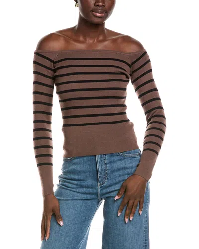 Brook + Lynn Off-the-shoulder Top In Brown