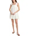 Brook + Lynn Ruffle Linen-blend Mini Dress In White