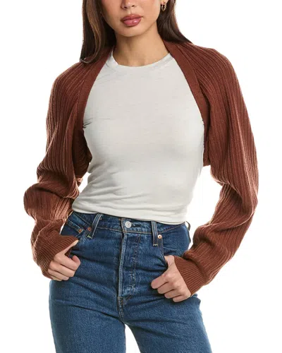 Brook + Lynn Shrug Cardigan In Brown