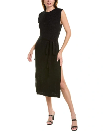 Brook + Lynn Tie Waist Sweaterdress In Black
