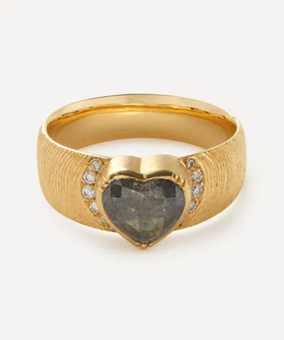 Brooke Gregson 18ct Gold Artemis Engraved Diamond Heart Ring