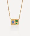 Brooke Gregson 18ct Gold Bauhaus Emerald And Sapphire Pendant Necklace