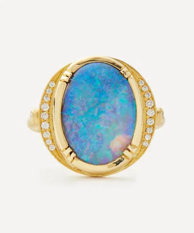 Brooke Gregson 18ct Gold Boulder Opal Halo Ring