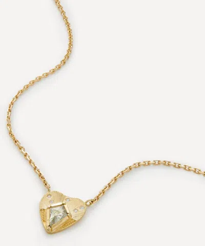 Brooke Gregson 18ct Gold Engraved Diamond Heart Pendant Necklace
