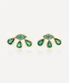 Brooke Gregson 18ct Gold Paraiba Tourmaline Emerald Flower Stud Earrings In Green