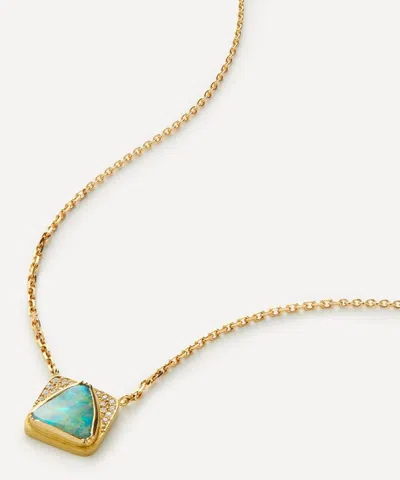 Brooke Gregson 18ct Gold Pyramid Halo Opal Pendant Necklace