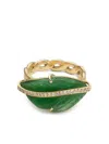 Brooke Gregson 18kt Yellow Gold Leaf Jade And Diamond Ring In Gold