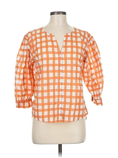 Pre-owned Brooke Wright 3/4 Sleeve Blouse In Orange