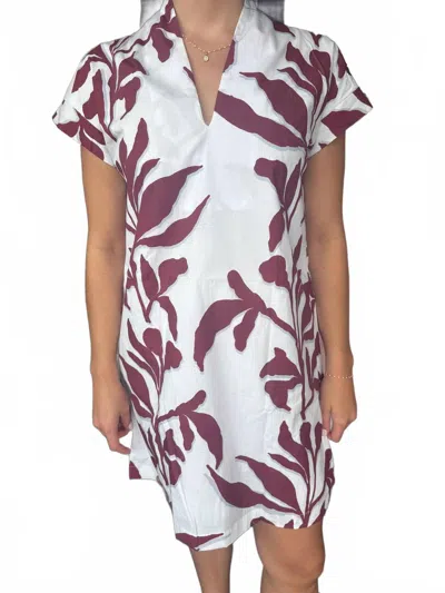 Brooke Wright Big Vine Nancy Mini Dress In White/maroon