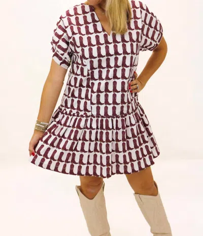 Brooke Wright Lucy Maroon Boot Dress In Multi