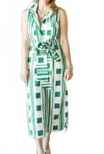 Brooke Wright Mimi Block Print Dress - Petite In Green In Multi