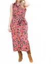 Brooke Wright Mimi Midi Dress In Red Cheetah In Pink
