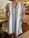Brooke Wright Nancy Dress In Maroon Tri Stripe In Multi