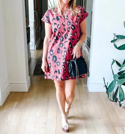 Brooke Wright Nancy Dress In Red Cheetah In Multi